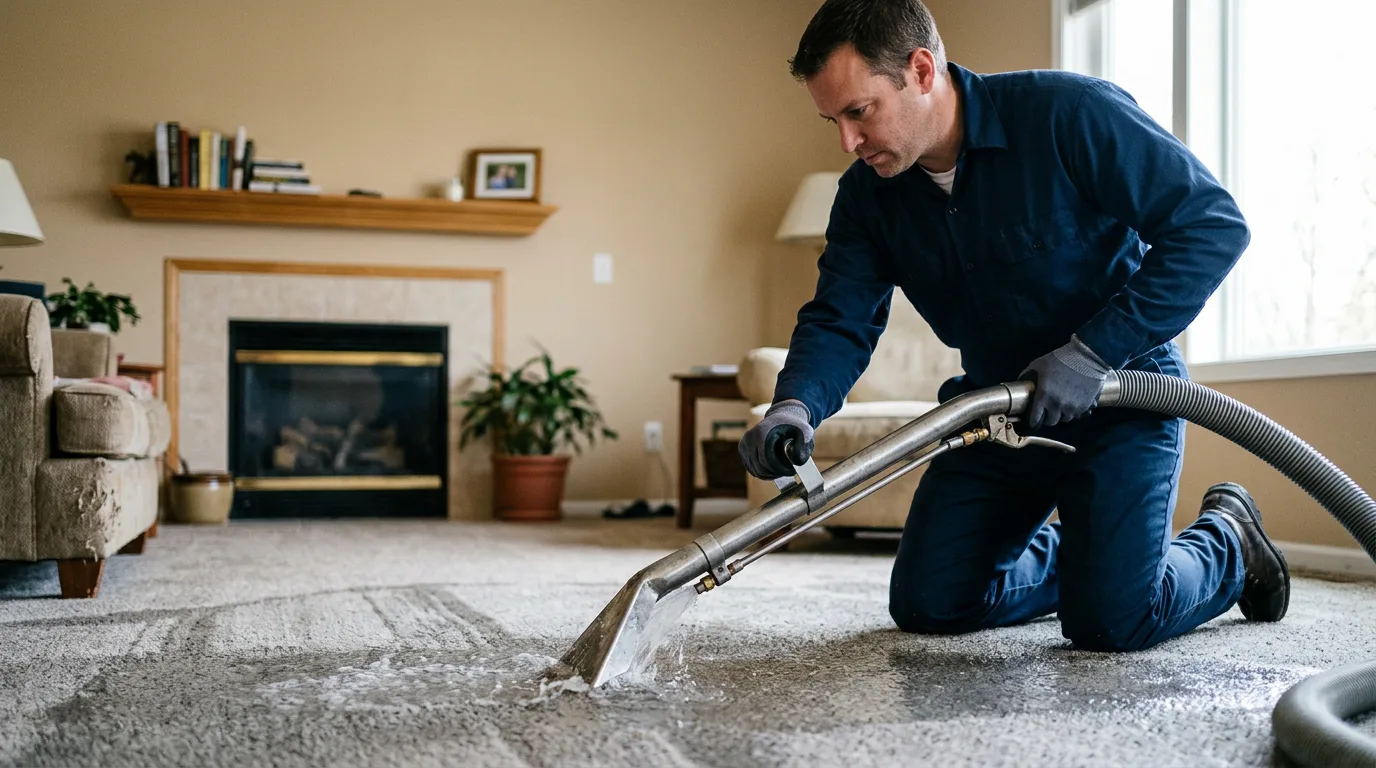 Water damage restoration technician working near Parkman, OH